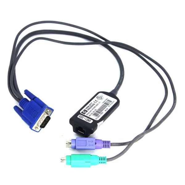 396632-001 HP 1-Port RJ-45 Female to 2 x PS/2 Jack Male + 1 x VGA Male Console Interface Adapter KVM Cable