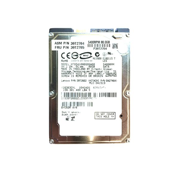 39T2704 IBM 80GB 5400RPM SATA 1.5Gb/s 8MB Cache 2.5-inch Hard Drive