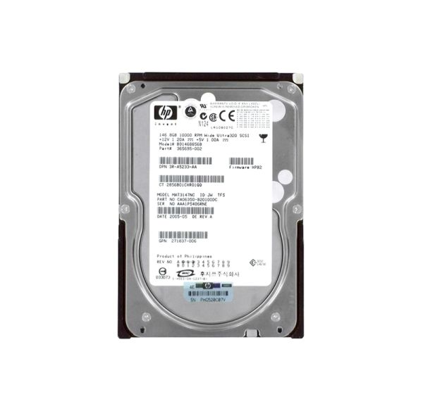 3R-A5233-AA HP 146GB 10000RPM Ultra-320 SCSI Hot-Pluggable LVD 80-Pin 3.5-inch Hard Drive