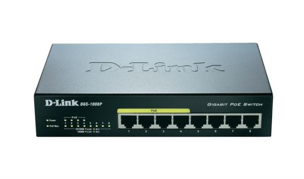 DGS-1008P D-Link 8-Port 4 4 x 10/ 100/ 1000Base-T 10/ 100/ 1000Base-T Power Over Ethernet Switch