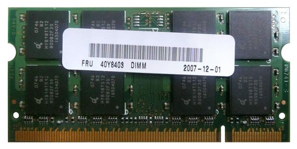 40Y8403 IBM 1GB DDR2-667MHz PC2-5300 non-ECC Unbuffered CL5 200-Pin SoDimm 1.8V Memory Module