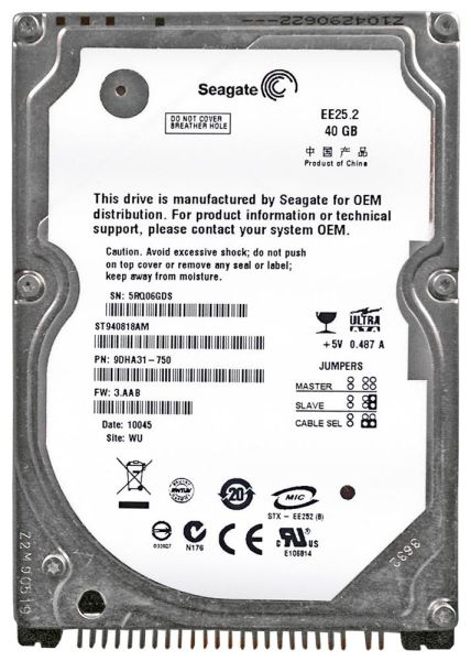 ST940818AM Seagate EE25 40GB 2.5-inch Hard Drive IDE 5400RPM 8MB Cache