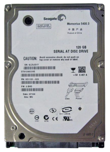 ST9120822AS Seagate Momentus 120GB 5400RPM SATA 1.5Gb/s 8MB Cache 2.5-inch Hard Drive