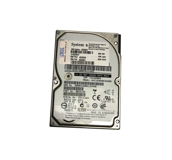 42D0651 IBM 300GB 10000RPM SAS 6GB/s SFF 2.5-inch Hard Drive with Tray