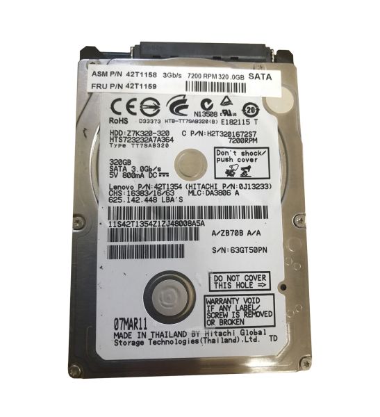 42T1354 Hitachi 320GB 7200RPM SATA 2.5-inch Laptop Hard Drive