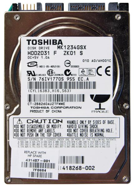 431407-001 HP 120GB 5400RPM SATA 1.5GB/s 8MB Cache 2.5-inch Hard Drive