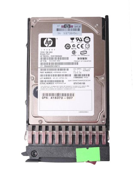 431930-B21 HP 72GB 15000RPM SAS 3GB/s Hot-Pluggable 2.5-inch Hard Drive
