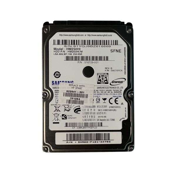 622641-001 HP 250GB 7200RPM SATA 3Gb/s 2.5-inch Hard Drive