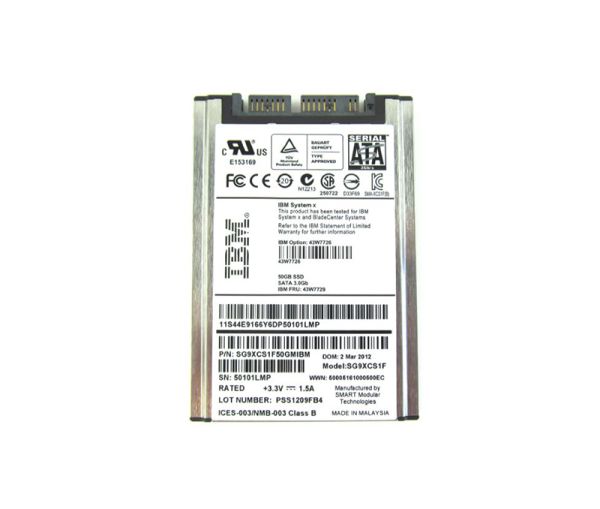 43W7726 IBM 50GB SATA 3GB/s Hot Swapable 1.8-inch MLC Solid State Drive
