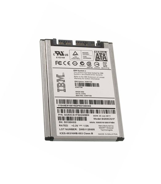 43W7729 IBM 50GB SATA 3GB/s Hot-pluggable 1.8-inch MLC Solid State Drive