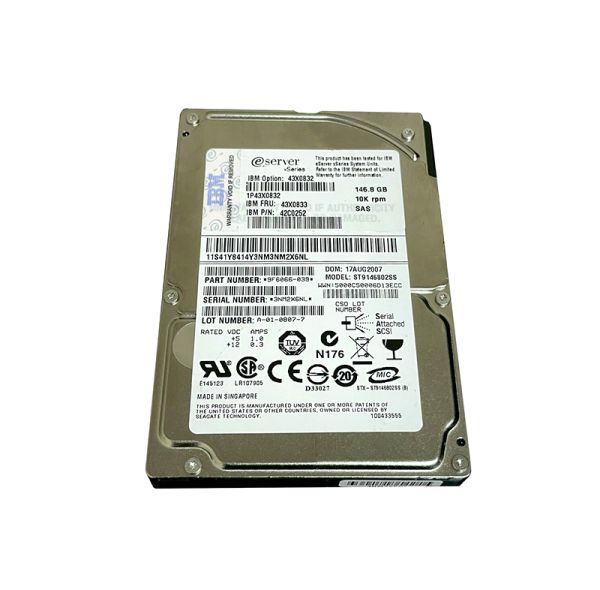 43X0833 IBM 146GB 10000RPM SAS SFF 2.5-inch Hot Swapable Hard Disk Drive