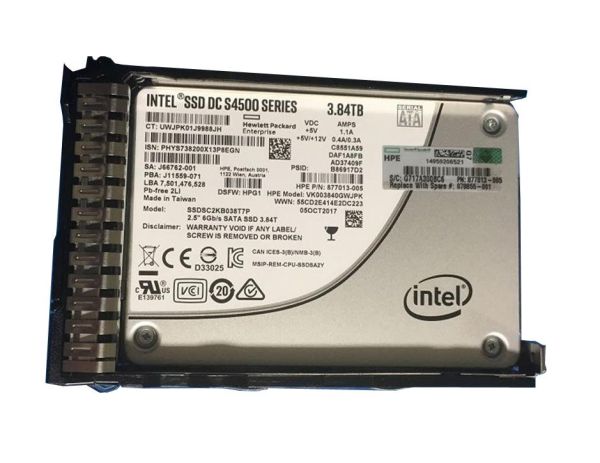 877013-005 HP 3.84TB SATA 6Gb/s Read Intensive 2.5-inch Solid State Drive for ProLiant G9 Server