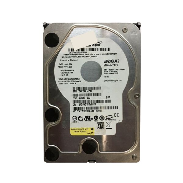 451947-003 HP 250GB 7200RPM SATA 3GB/s non Hot-Plug 3.5-inch Hard Drive