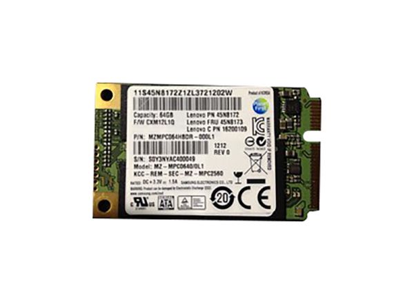 45N8173 Lenovo 64GB mSATA 3.0Gb/s PCI-e SFF Solid State Drive by Samsung