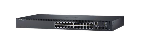4605M Dell N1524P 24 x RJ-45 Ports PoE+ 10/100/1000Base-T + 4 x SFP+ Ports Layer 2 Managed Rack-mountable Front-To-Back Airflow Stackable Gigabit Ethernet Network Switch