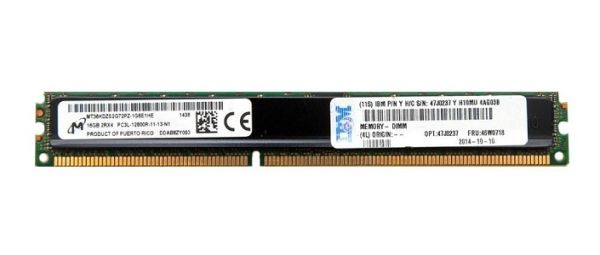 46W0718 IBM 16GB DDR3-1600MHz PC3-12800 ECC Registered CL11 240-Pin DIMM 1.35V Low Voltage Dual Rank Very Low Profile (VLP) Memory Module