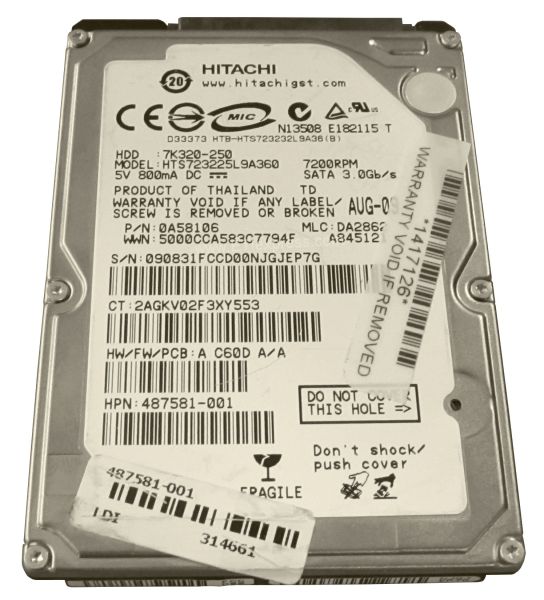 487581-001 HP 250GB 7200RPM SATA 3GB/s 2.5-inch Hard Drive