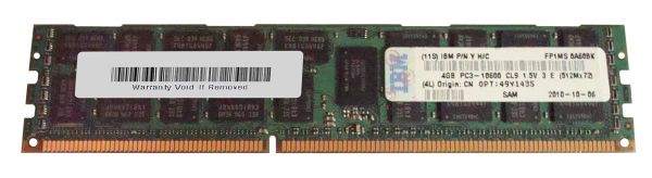 49Y1435 IBM 4GB DDR3-1333MHz PC3-10600 ECC Registered CL9 240-Pin DIMM 1.35V Low Voltage Dual Rank Memory Module