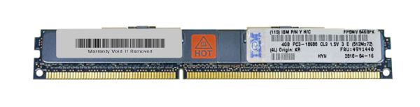 49Y1440 IBM 4GB DDR3-1333MHz PC3-10600 ECC Registered CL9 240-Pin DIMM 1.35V Low Voltage Dual Rank Memory Module