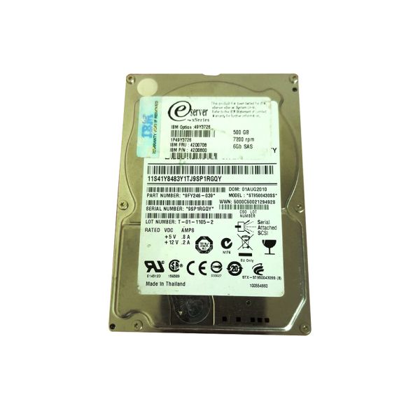 49Y3726 IBM 500GB SAS 7200RPM Hot Swap 2.5-inch SFF Slim Hard Drive