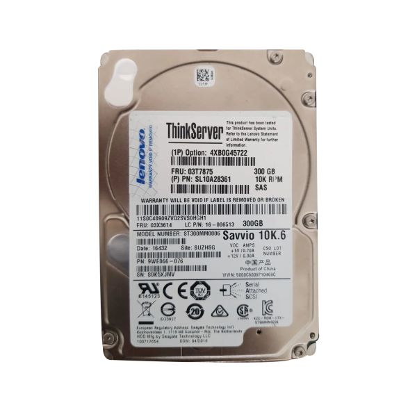 4XB0G45722 Lenovo 300GB 10000RPM SAS 6GB/s 2.5-inch Hard Drive with Tray