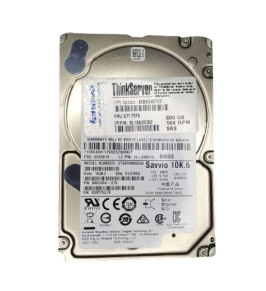 4XB0G45723 Lenovo 600GB 10000RPM SAS 6GB/s 2.5-inch Hard Drive with Tray