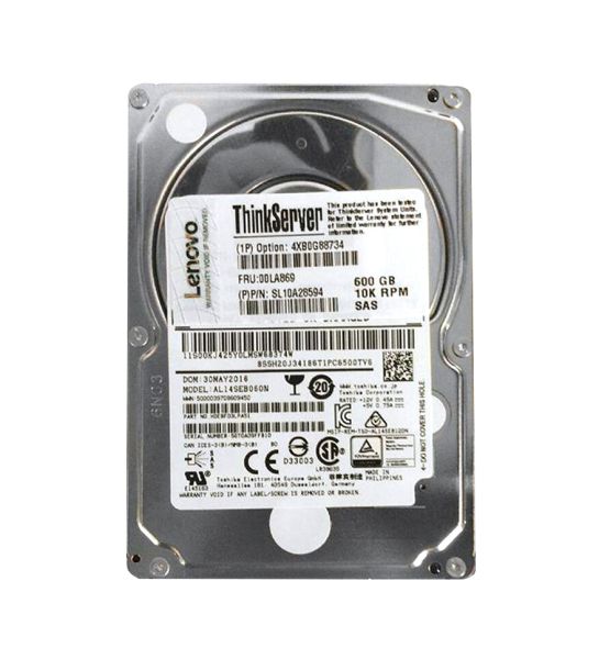 4XB0G88734 Lenovo 600GB 10000RPM SAS 12Gb/s Hot Swap 2.5-inch Enterprise Hard Drive Gen. 5 with Tray