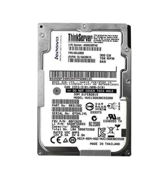 4XB0G88740 Lenovo 300GB 15000RPM SAS 12Gb/s 3.5-inch Hot-swap Enterprise Hard Drive