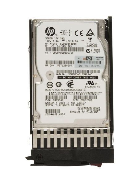 507127-TV1 HP 300GB 10000RPM SAS 6GB/s Hot-Pluggable Dual Port 2.5-inch Hard Drive