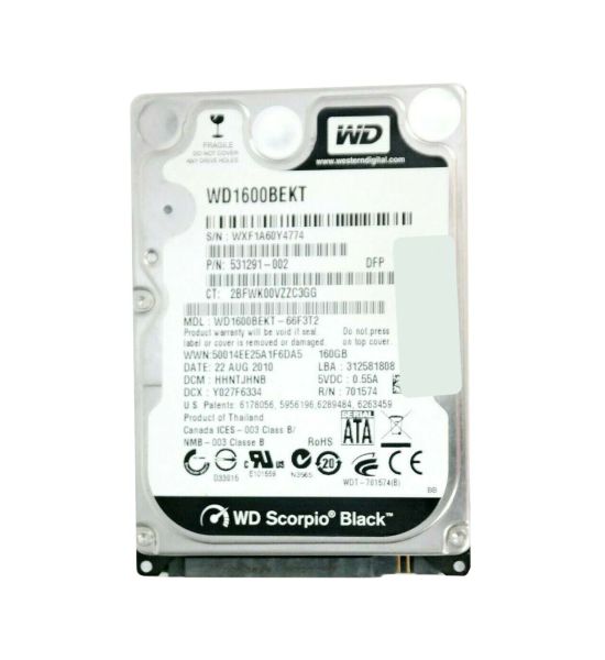 531291-002 Compaq 160GB 7200RPM SATA 3Gb/s 2.5-inch Hard Drive