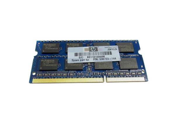 536723-144 HP 2GB DDR3-1333MHz PC3-10600 non-ECC Unbuffered CL9 204-Pin SoDimm 1.35V Low Voltage Single Rank Memory Module