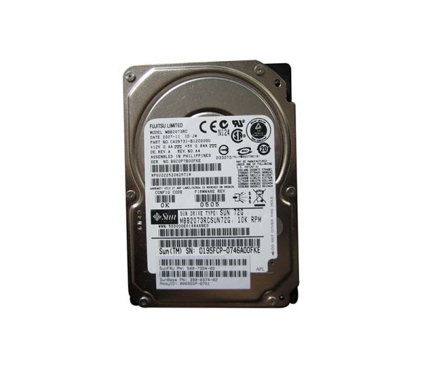 540-7354 Sun 73GB 10000RPM SAS 3Gbps Hot-Pluggable 16MB Cache 2.5-inch Internal Hard Drive with Bracket
