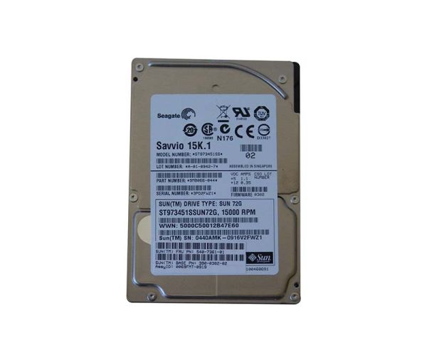 540-7361 Sun 73GB 15000RPM SAS 3Gb/s 16MB Cache 2.5-inch Hard Drive