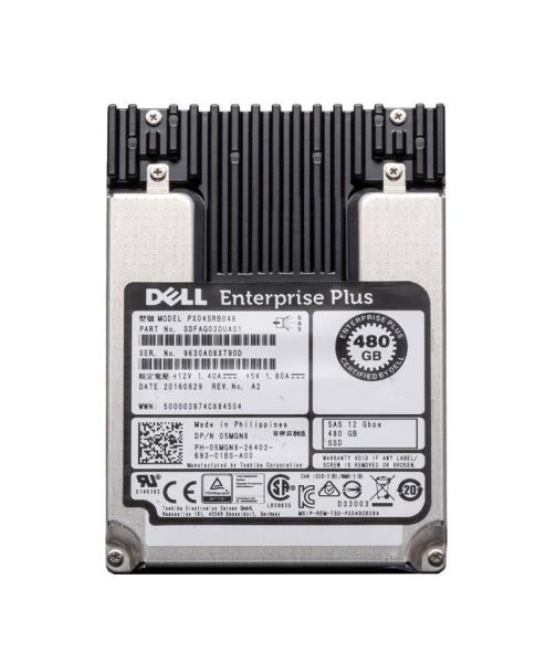 05MGN8 Dell 480GB Enterprise Multi-Level Cell (eMLC) SAS 12Gb/s Read Intensive 2.5-inch Solid State Drive