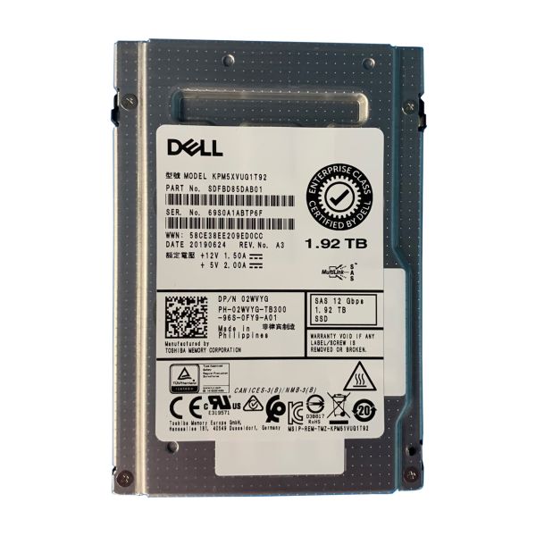 02WVYG Dell 1.92TB Triple-Level-Cell SAS 12Gb/s 2.5-inch Solid State Drive for PowerEdge R6415 Server