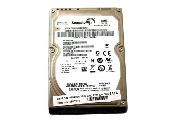 45N7277 IBM Lenovo 500GB 7200RPM SATA 3GB/s 16MB Cache 2.5-inch Hot Swapable Hard Disk Drive