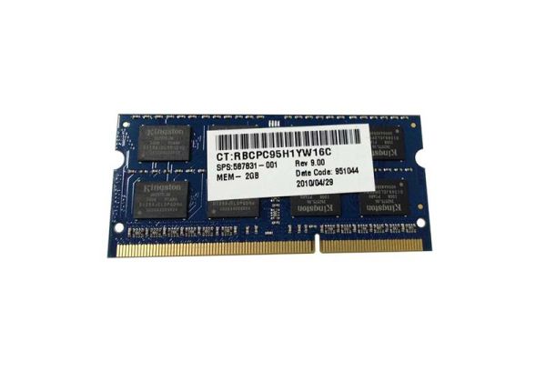 587831-001 HP 2GB DDR3-1333MHz PC3-10600 non-ECC Unbuffered CL9 204-Pin SoDimm 1.35V Low Voltage Memory Module
