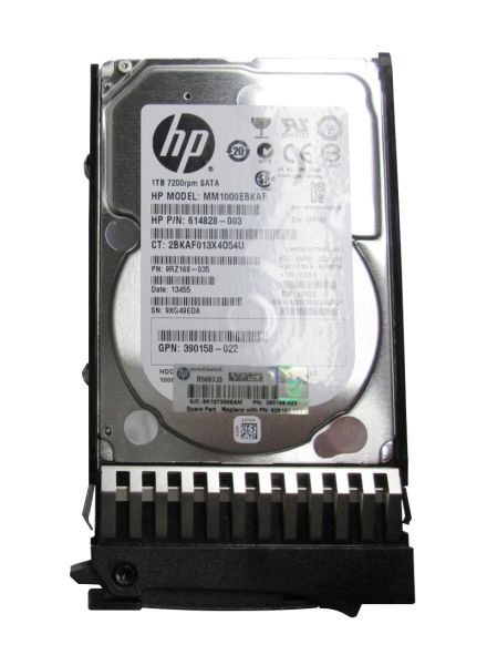 614828-003 HP 1TB 7200RPM SATA 3Gb/s Hot Pluggable 2.5-inch Midline Hard Drive with Tray