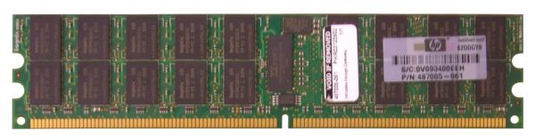 487005-061 HP 4GB DDR2-667MHz PC2-5300 ECC Registered CL5 240-Pin DIMM 1.8V Dual Rank Memory Module