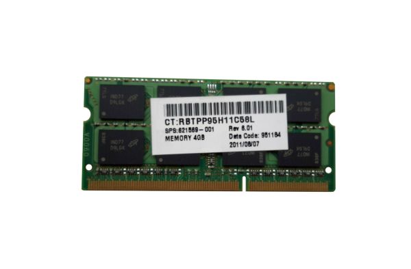 621569-001 HP 4GB DDR3-1600MHz PC3-12800 non-ECC Unbuffered CL11 204-Pin SoDimm 1.35V Low Voltage Memory Module