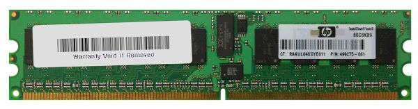 499275-061 HP 1GB DDR2-800MHz PC2-6400 ECC Registered CL6 240-Pin DIMM 1.8V Single Rank Memory Module