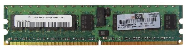 499276-061 HP 2GB DDR2-800MHz PC2-6400 ECC Registered CL6 240-Pin DIMM 1.8V Single Rank Memory Module