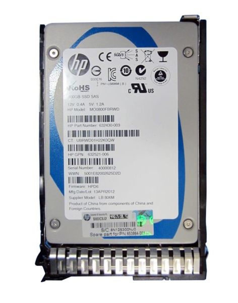 632521-006 HP 800GB Multi-Level Cell SAS 6Gb/s 2.5-inch Solid State Drive