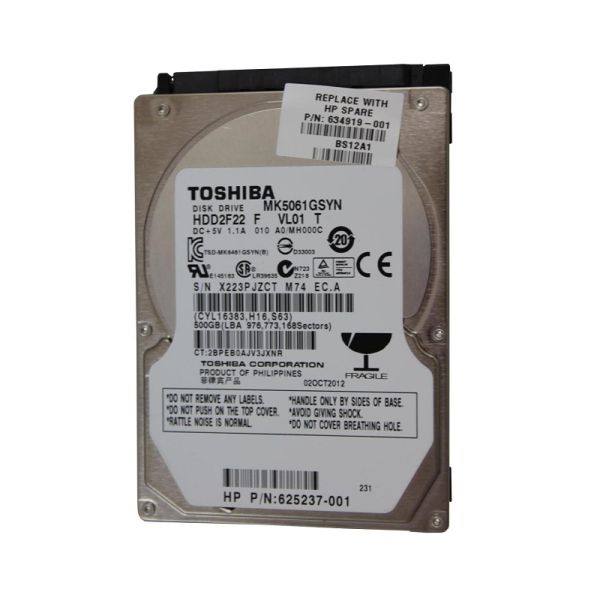 634919-001 HP 500GB 7200RPM SATA 3Gb/s 2.5-inch Hard Disk Drive