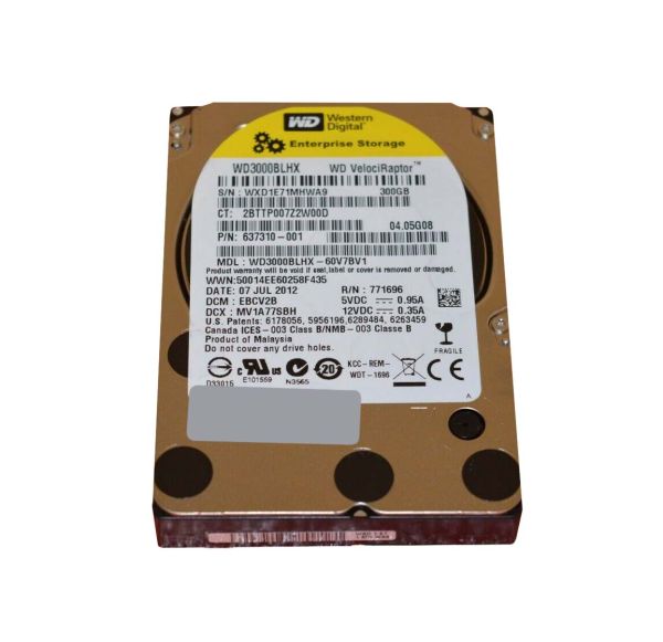 637310-001 Compaq VelociRaptor 300GB 10000RPM SATA 3GB/s 32MB Cache 2.5-inch Hard Drive