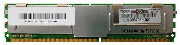 398706-551 HP 1GB DDR2-667MHz PC2-5300 Fully Buffered CL5 240-Pin DIMM 1.8V Dual Rank Memory Module