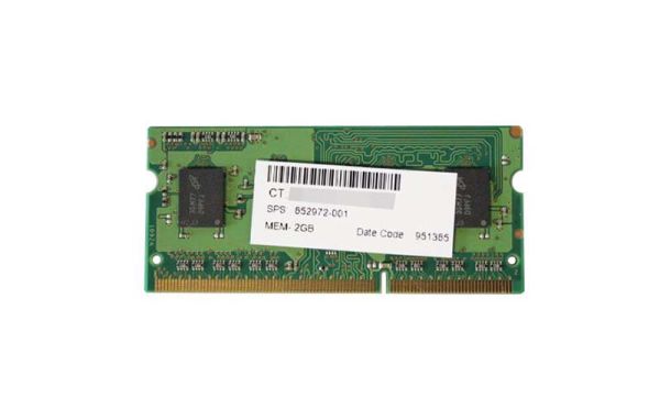 652972-001 HP 2GB DDR3-1600MHz PC3-12800 non-ECC Unbuffered CL11 204-Pin SoDimm 1.35V Low Voltage Dual Rank Memory Module
