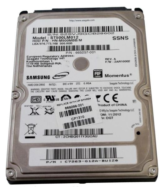 665257-001 HP 500GB 5400RPM SATA 3GB/s 2.5-inch Hard Drive