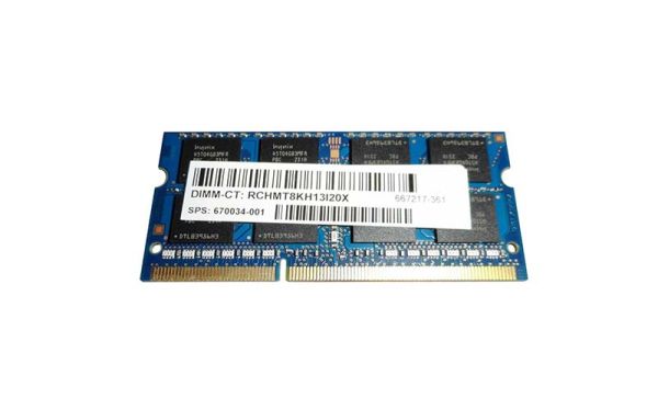 670034-001 HP 8GB DDR3-1600MHz PC3-12800 non-ECC Unbuffered CL11 204-Pin SoDimm 1.35V Low Voltage Dual Rank Memory Module
