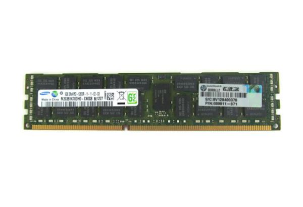 689911-071 HP 8GB DDR3-1600MHz PC3-12800 ECC Registered CL11 240-Pin DIMM 1.35V Low Voltage Dual Rank Memory Module